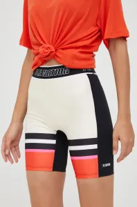 Tréningové šortky P.E Nation Reframe dámske, béžová farba, vzorované, vysoký pás
