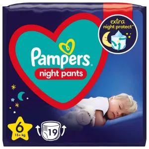 Pampers Night Pants Size 6 jednorazové plienkové nohavičky na noc 15+ kg 19 ks