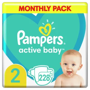 PAMPERS Active Baby jednorazové plienky veľ. 2, 228 ks, 4-8 kg