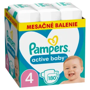 Pampers Active Baby 4 9-14 kg 180 ks,PAMPERS Active Baby Plienky jednorazové 4 (9-14 kg) 180 ks - MESAČNÁ ZÁSOBA