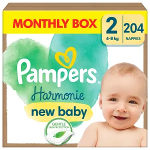 PAMPERS Plienky jednorázové Harmonie Baby veľ. 2, 204 ks, 4kg-8kg