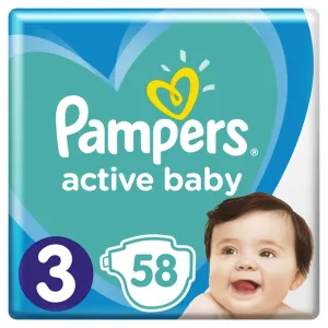 PAMPERS Active Baby jednorazové plienky veľ. 3, 58 ks, 6-10 kg