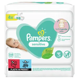 Pampers Sensitive vlhčené čistiace obrúsky pre deti pre citlivú pokožku 4x52 ks