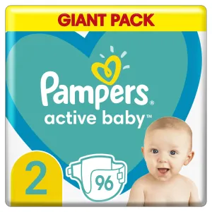 Pampers Active Baby 4-8kg 2 96 ks,PAMPERS Active Baby Plienky jednorazové 2 (4-8 kg) 96 ks