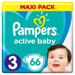PAMPERS active baby Maxi Pack 3 Midi detské plienky (6-10 kg)(inov.2018) 1x66 ks