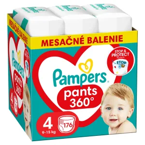 PAMPERS Pants 4 Active Baby-Dry 9-15 kg 2x176 ks,PAMPERS Active Baby-Dry Pants Nohavičky plienkové jednorazové 4 (9-15 kg) 176 ks - MESAČNÁ ZÁSOBA