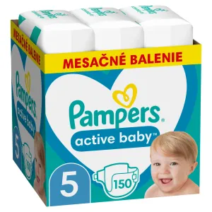 Pampers Active Baby 5 Junior 11-16 kg 150 ks,PAMPERS Active Baby Plienky jednorazové 5 (11-16 kg) 150 ks - MESAČNÁ ZÁSOBA