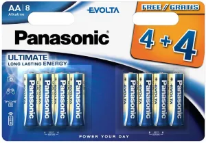 PANASONIC Alkalické batérie Evolta Platinum LR6EGE/8BW 4 + 4F AA 1, 5V (Blister 8ks)