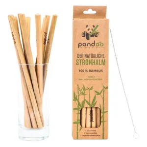 PANDOO Dlhá bambusová slamka s čistiacou kefkou, súprava 12 ks