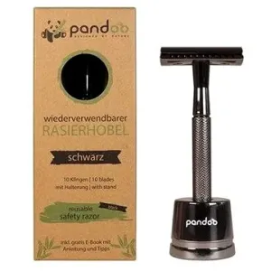 PANDOO Kovový holiaci strojček čierny + žiletky 10 ks