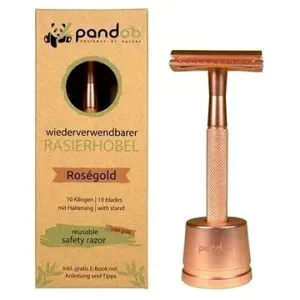 PANDOO Kovový holiaci strojček ružovo zlatý + žiletky 10 ks