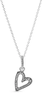 Pandora Strieborný náhrdelník s trblietavým srdcom 398688C01-50