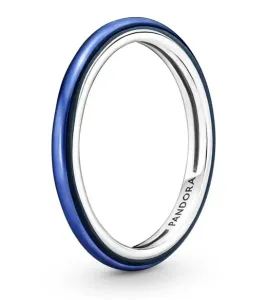 Pandora Minimalistický strieborný prsteň s modrým smaltom 199655C02 52 mm