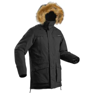 Pánska nepremokavá zimná bunda sh500 ultra-warm - parka na turistiku -20 °c ČIERNA L