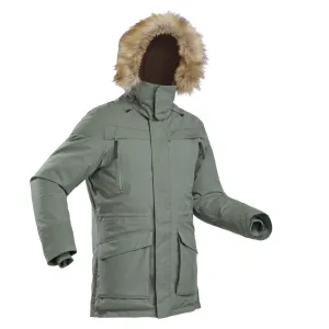 Pánska nepremokavá zimná bunda sh500 ultra-warm - parka na turistiku -20 °c KHAKI 2XL