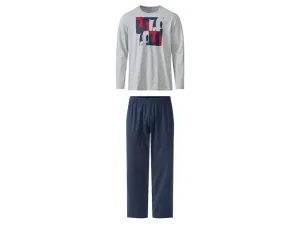 Pánske bavlnené pyžamo (S (44/46), sivá/námornícka modrá)