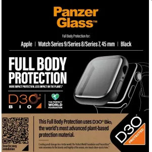 Tvrdené sklo Full Body D3O PanzerGlass pre Apple Watch 9, 8, 7 45 mm, čierna 3690