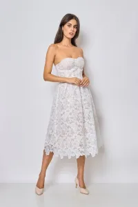 Biele čipkované midi šaty Salma #9383690