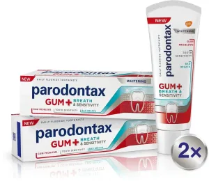 Parodontax Zubná pasta na problémy s ďasnami, dychom a citlivosťou zubov Gum and Sensitiv e Whitening Duo 2 x 75 ml