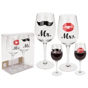 Súprava pohárov na víno Mr. and Mrs