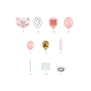 GBN12 Party Deco Kompletná balónová výzdoba - Mačička, 83x140cm Ružová