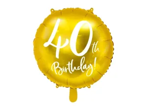 PartyDeco Fóliový balón - 40tka (zlatý)