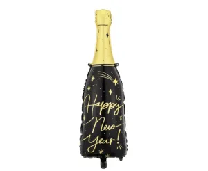 PartyDeco Fóliový balón - Fľaša šampanského Happy New Year