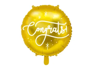 PartyDeco Fóliový balón Gratulujem/Congrats - zlatý