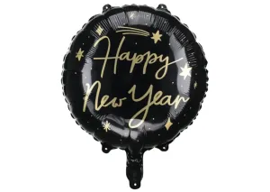 PartyDeco Fóliový balón - Happy New Year čierno-zlatý