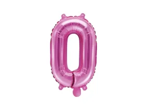 PartyDeco Fóliový balón Mini - Číslo 0 ružový 35cm