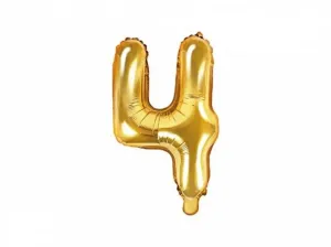 Balón foliový číslice zlatá 35 cm - 4 (NELZE PLNIT HELIEM) - PartyDeco