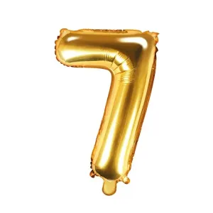 PartyDeco Fóliový balón Mini - Číslo 7 zlatý 35cm