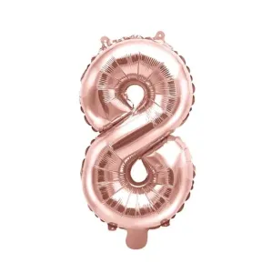 PartyDeco Fóliový balón Mini - Číslo 8 ružovo-zlatý