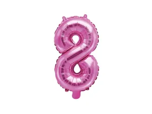PartyDeco Fóliový balón Mini - Číslo 8 ružový 35cm