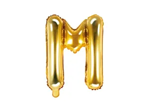 PartyDeco Fóliový balón Mini - Písmeno M 35cm zlatý