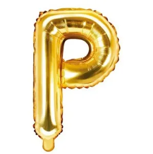 PartyDeco Fóliový balón Mini - Písmeno P 35cm zlatý
