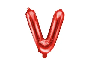 PartyDeco Fóliový balón Mini - Písmeno V 35 cm červený
