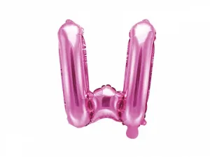 PartyDeco Fóliový balón Mini - Písmeno W 35 cm ružový