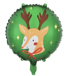 PartyDeco Fóliový balón - Vianočný sob kruh 45 cm