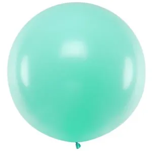 PartyDeco Guľatý latexový Jumbo balón 1m mentolový