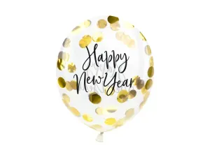 PartyDeco Sada latexových balónov s konfetami - Happy New Year 3 ks