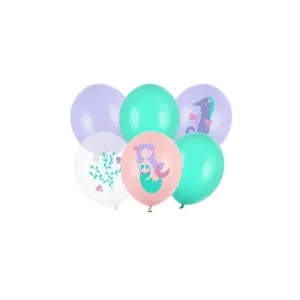 SB14P-323-000-6 Party Deco Set balónov Morský svet 30cm - fialovo-zelený 6ks