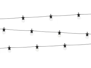 PartyDeco Girlanda čierna - LED žiarovky (žlté svetlo) 5 m