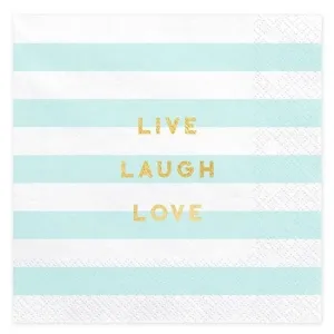 SERVÍTKY YUMMY Live Laugh Love, svetlo modré, 33x33 cm