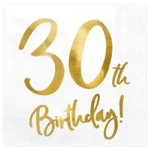 Obrúsky 30 rokov – narodeniny – biele – 33 × 33 cm, 20 ks