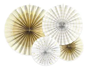 PartyDeco Dekoračné rozety - Biele so zlatými vzormi