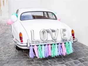 PartyDeco Svadobná dekorácia na auto - Love