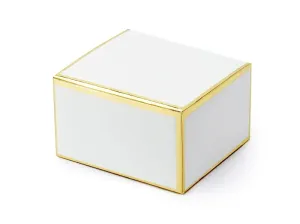PartyDeco Krabička na darček - Biela so zlatými okrajmi 6x3.5x5.5cm
