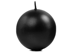 PartyDeco Sviečka - guľa metalická čierna 8 cm