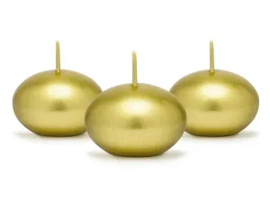 PartyDeco Plávajúce sviečky metalické zlaté 4 cm 1 ks